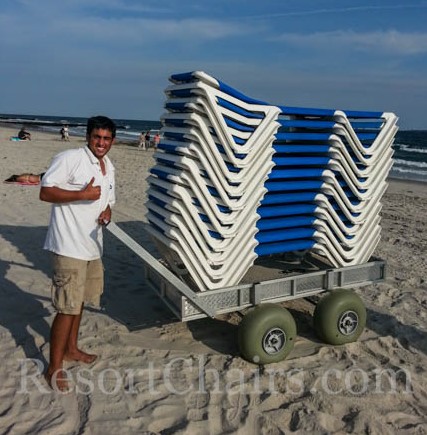 hotel beach chair cart with wheeleez